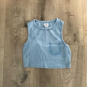 Urban Outfitters Worn Down Blue Cropped Tank